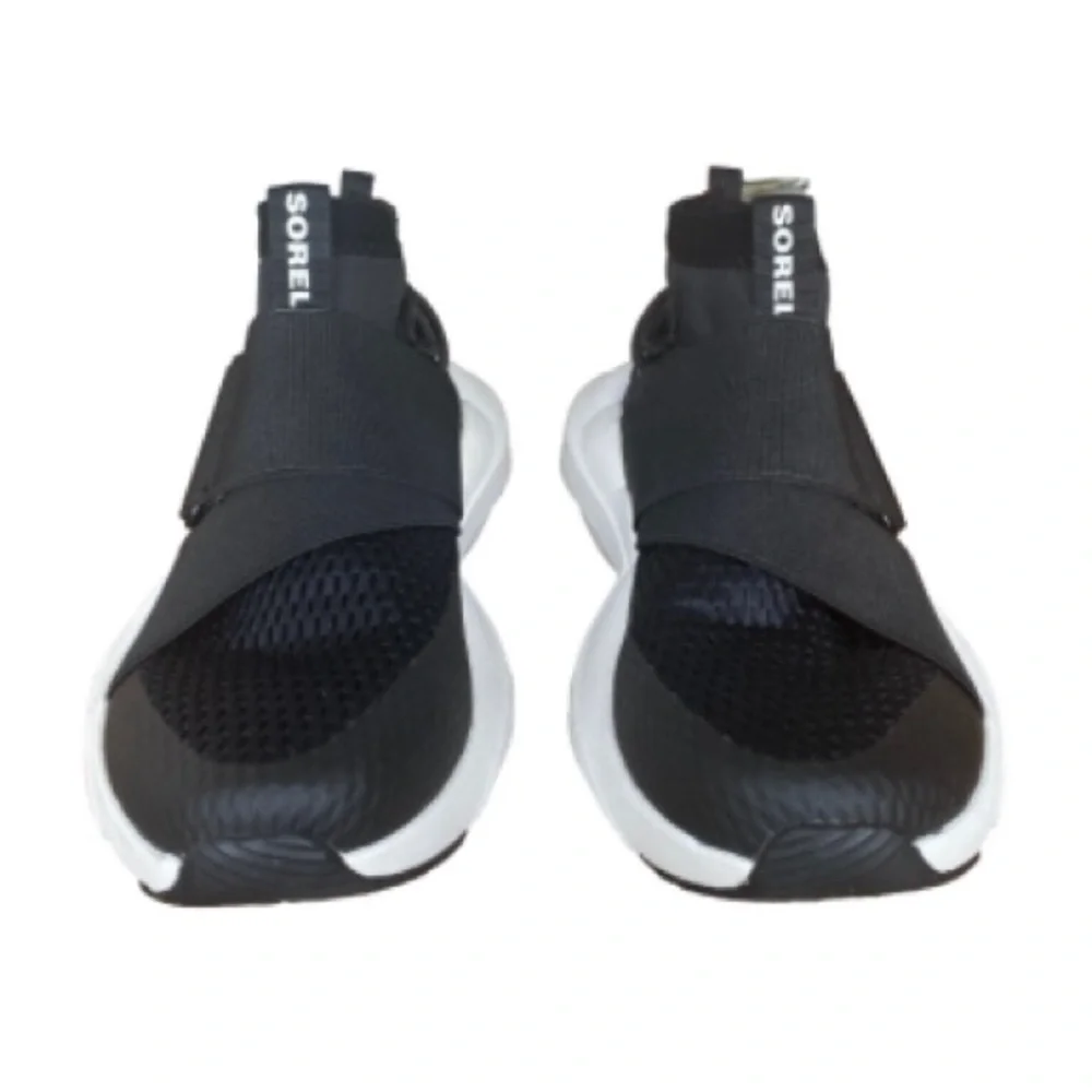 Sorel Women’s Explorer Defy Mid Sneakers Pull On Booties Black White Size 5